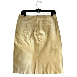 Vintage Y2K Leather Gold Yellow BEBE Knee-Length Skirt Size 8